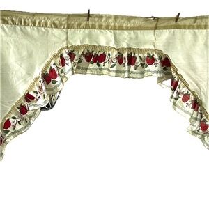 Curtain Valance Red Apples Frames Window Ruffle Countrycore Cottagecore